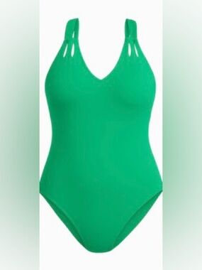 Becca Plus Size 1X (16-18) Color Code One-Piece Swimsuit in Verde Green NWT